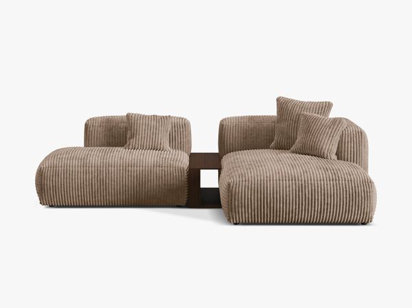 Micadoni Ecksofa Martina 2-Sitzer mit Couchtisch Rechts Kord Eichel