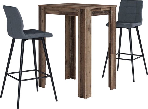 byLIVING Bargruppe Essgruppe Nele, Stühle Simone, (Set, 3-tlg, Tisch mit Barhockern), Barhocker, Bartisch