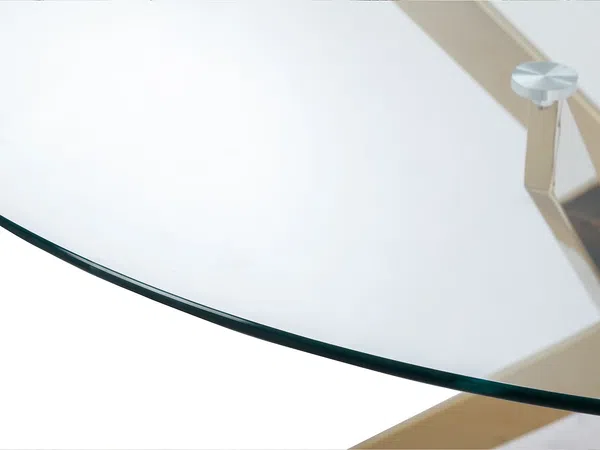Vente-unique - COSIMA Esstisch Glas TransparentGold - B 140 cm x H 77 cm x L 140 cm Bild 4