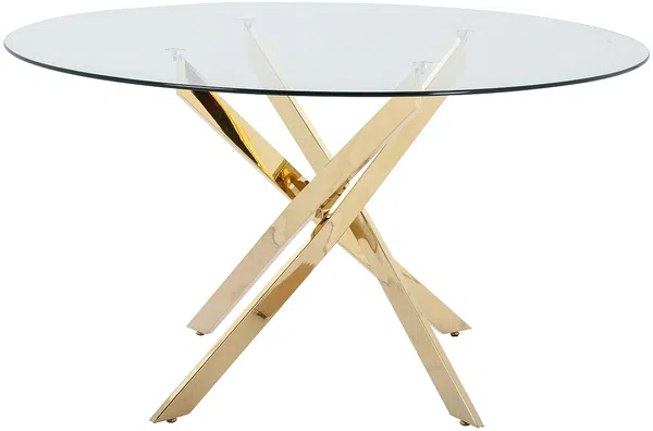 Vente-unique - COSIMA Esstisch Glas TransparentGold - B 140 cm x H 77 cm x L 140 cm Bild 2