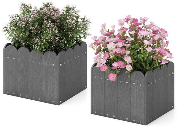 COSTWAY Blumenkasten (2 St), Blumenkübel, mit Abflusslücken, 32x30x25 cm