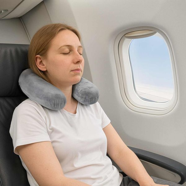 vidaXL Reisekopfkissen für den Nacken Grau Viscoschaum 42012700