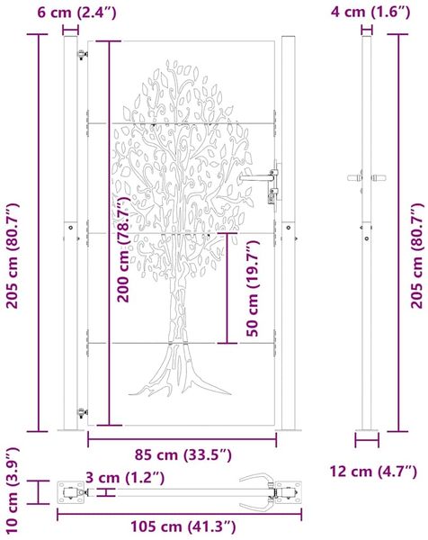 vidaXL Gartentor Schwarz 110 x 205 cm Pulverbeschichteter Stahl 42015888 Bild 10