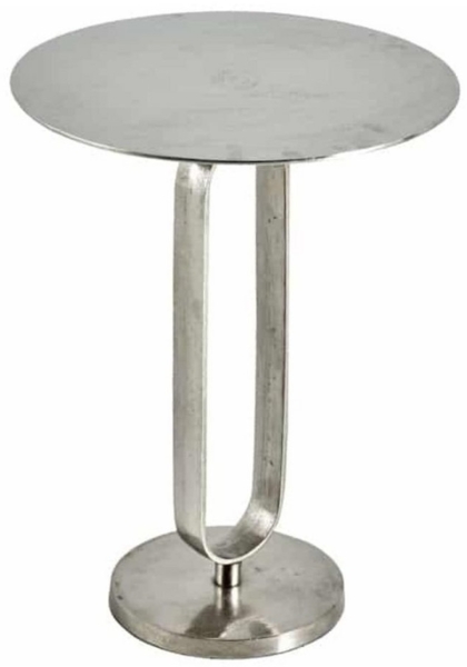 LebensWohnArt Beistelltisch Eleganter Aluminium Beistelltisch GRACE 45x60cm silber Handarbeit