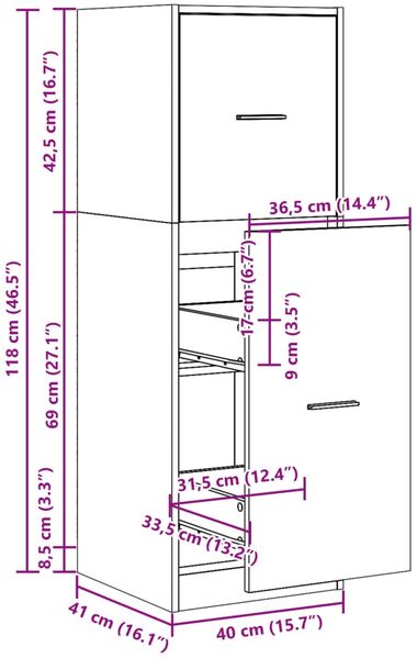 vidaXL Apothekerschrank Eichen-Optik 40x41x118 cm Holzwerkstoff 855202 Bild 10