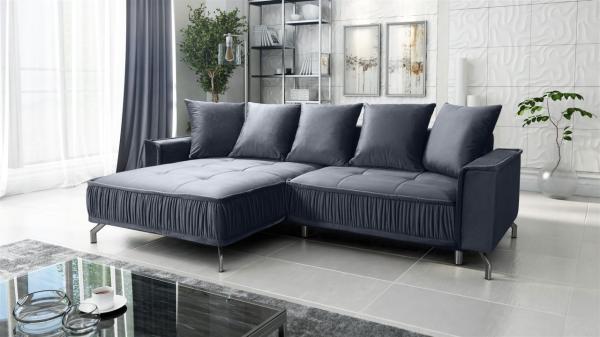 Ecksofa Schlafsofa Sofa FLORENCE Stoff Element Dunkelgrau Ottomane Links