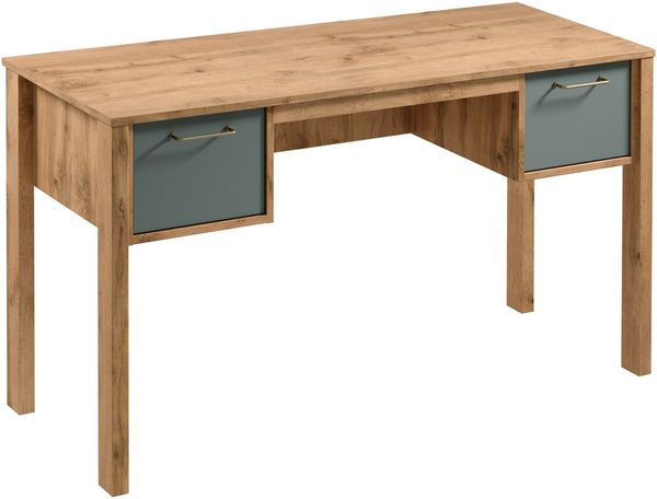 AX LIVING BürotischIseonia B2S – 138 cm breit, Eiche Wotan & Grün