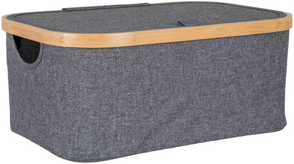 House Nordic Korb, Bambus/Textil, dunkelgrau, 38x26x16 cm