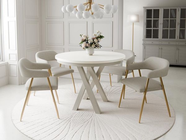 Compleo Esstisch Esszimmer, Modern, Japandi, Industrial - Küchentisch - Runder LOFTO, Esszimmertisch, Kaschmir
