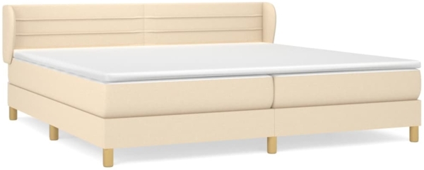 Doppelbett, Polsterbett mit Matratze Hellgrau 140x190 cm Stoff Creme 200x200 cm
