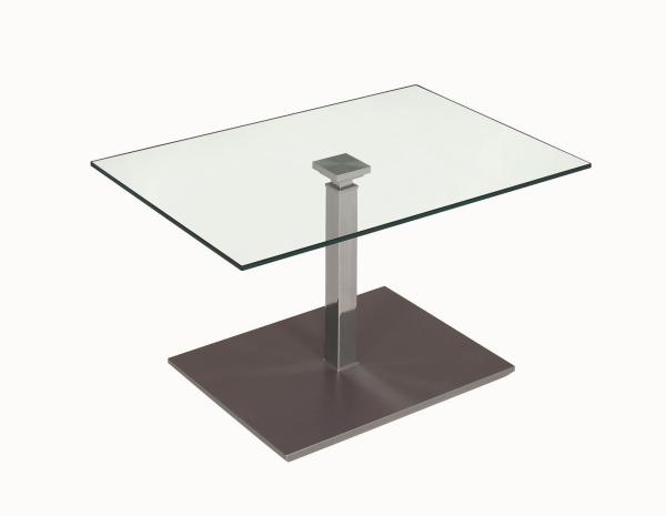 Funktionstisch höhenverstellbar Carlotta 90 x 60 x 47-65 Couchtisch Glas/Perlsilber/Lava 16095