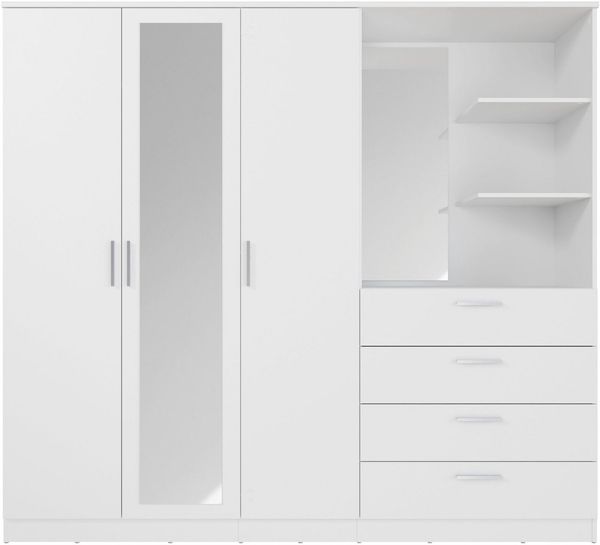 FORTE Kleiderschrank Drehtürenschrank, Spiegel, Schubladen, viel Stauraum B/H/T 199/181/52,7, Spiegeltüre, Stauraum, FSC