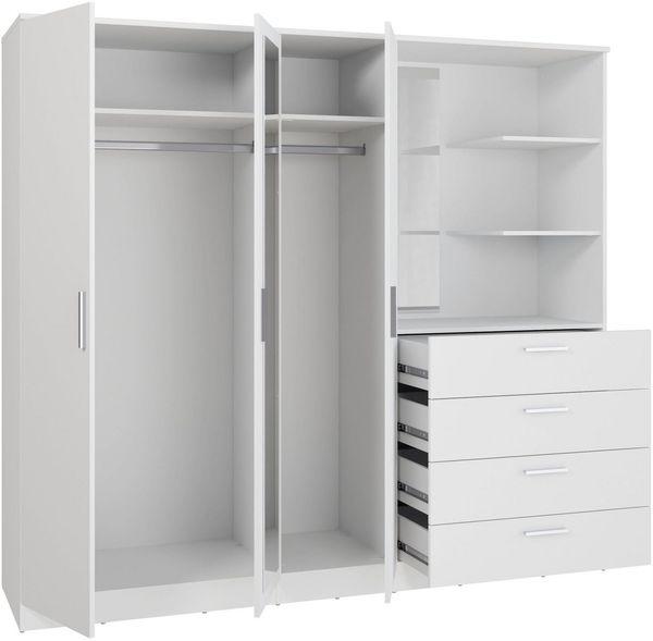 FORTE Kleiderschrank Drehtürenschrank, Spiegel, Schubladen, viel Stauraum B/H/T 199/181/52,7, Spiegeltüre, Stauraum, FSC Bild 4