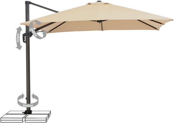 Schneider Schirme Ampelschirm, Rhodos Twist, Natural / Schwarz, 3x3 m
