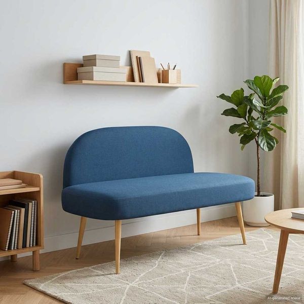 vidaXL Gepolsterte Bank mit Rückenlehne Blau 110 x 60 x 76 cm 42040764