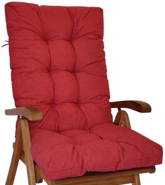 Rattani Hochlehnerauflage Polster für Gartenstuhl Hochlehner Auflage Sylva Gr. 120 x 50 cm rot