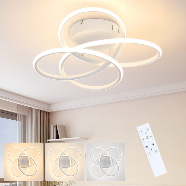 ZMH LED Deckenlampe Deckenleuchte Flur - Schwarz Flurlampe Modern Design Dimmbar mit Fernbedienung in Schmetterlingforming 36CM Metall 44W Deckenbeleuchtung für Küche Schlafzimmer Wohnzimmer Büro