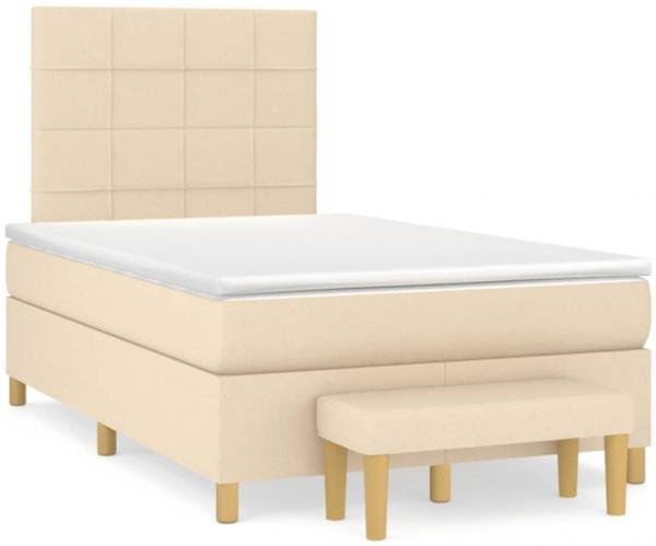 vidaXL Boxspringbett mit Matratze Stoff Creme 120 x 200 cm, Härtegrad: H2 [3137146]