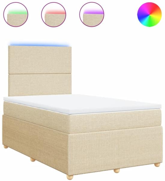 vidaXL Boxspringbett mit Matratze Creme 120x200 cm Stoff 3294321