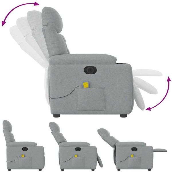 vidaXL Massagesessel Elektrisch Hellgrau Stoff 3303022 Bild 8