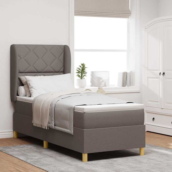 vidaXL Boxspringbett mit Matratze mit Kopfteil Taupe 200 x 80 cm Stoff 3340785