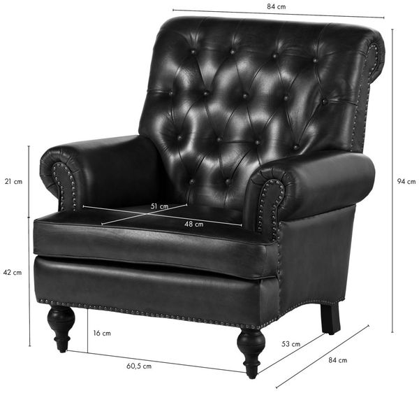 Sessel Echtleder 84x84x94 braun CHESTERFIELD #105 Bild 8