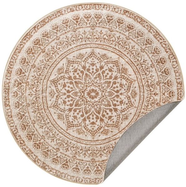 Songmics HOME Teppich rund, rutschfest, flauschig, maschinenwaschbar, Polyester, Filz, TPR, cappuccinobeige, 120 cm Bild 5