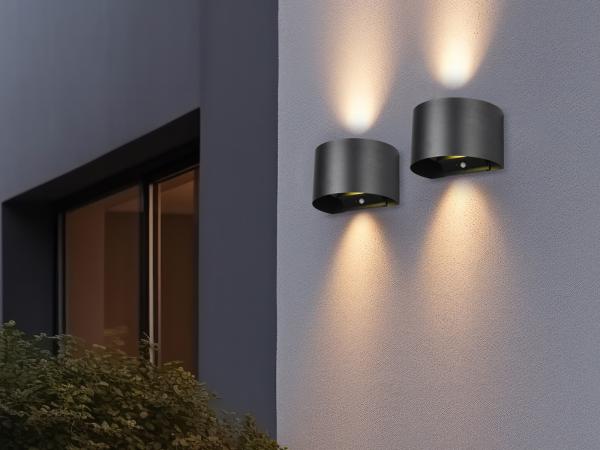2er SET Akku Wandleuchte mit Bewegungsmelder für Innen & Außen, zum Kleben