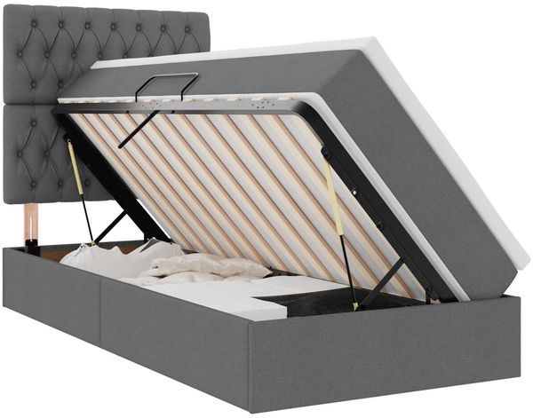 vidaXL LED-Speicherbett mit Matratze Dunkelgrau 100 x 200 cm Stoff 3372460 Bild 2