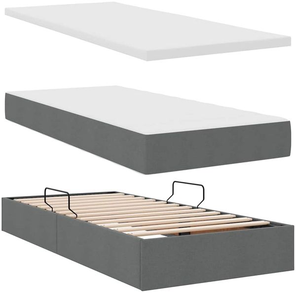 vidaXL LED-Speicherbett mit Matratze Dunkelgrau 100 x 200 cm Stoff 3372460 Bild 9