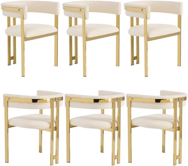 Merax Esszimmerstühle, (Set, 6 St), 6er Set Polsterstühle bequem und atmungsaktiv, goldfarben galvanisierte Stuhlbeine, Chenille-Stoff, Beige + Gold