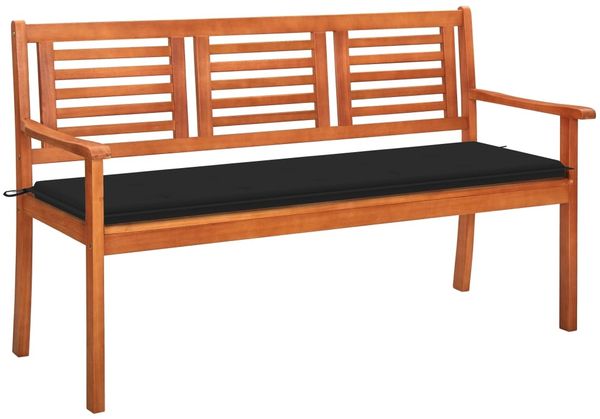 vidaXL 3-Sitzer-Gartenbank mit Auflage 150 cm Massivholz Eukalyptus 3061003
