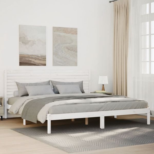 vidaXL Massivholzbett Extra Lang ohne Matratze Weiß 180x210 cm 3309304