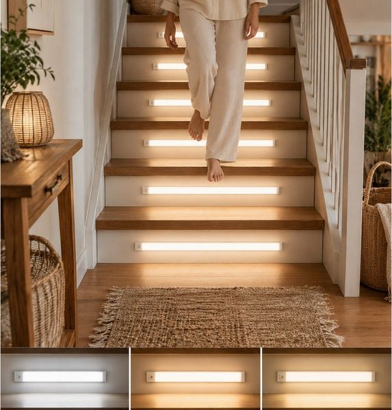 OYLCDI LED Unterbauleuchte LED Lichtleiste mit Bewegungsmelder, dimmbare Akku Schranklampe, LED festintegriert, mit Auto-Modus, 3 Lichtfarben, USB-Ladekabel inklusive, LED Nachttischlampe, Kaltes Weiß, led streifen, Warmes Weiß, Natürliches Weiß, Küche...
