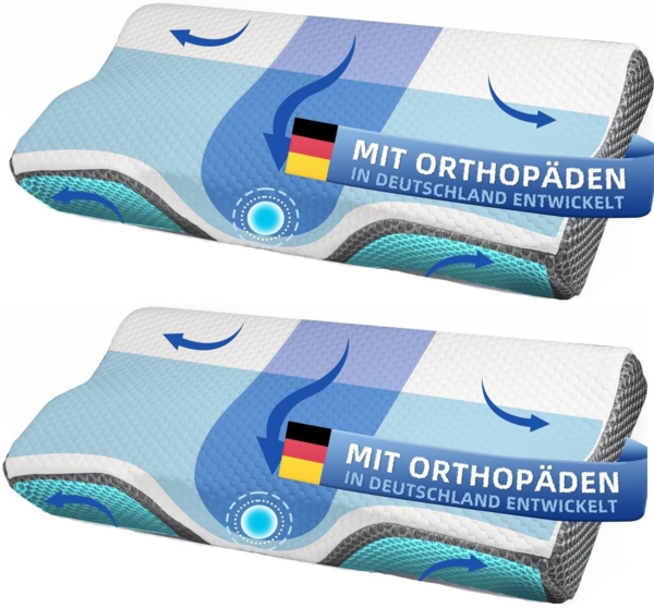 Esun Kopfkissen Nackenstützkissen, Kopfkissen, Memory Foam Kissen Seitenschläferkissen, Füllung: Memory foam, Seitenschlafer, Rückenschlafer, Bauchschlafer, Set, Kissen vom OEKO-TEX® und CertiPUR Getestet, Nackenkissen, Kopfkissen für Erwachsene