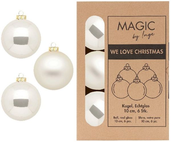 MAGIC by Inge Weihnachtsbaumkugel, Weihnachtskugeln Glas 10cm 6 Stück - Champagner