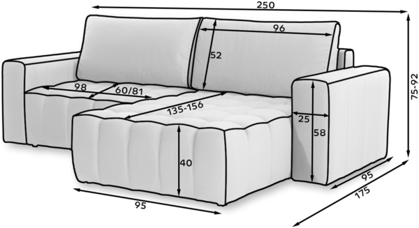 Eltap 'Bonett' Ecksofa mit Schlaffunktion, 92 x 175 x 250 cm, Hellbeige, Rechts Bild 11