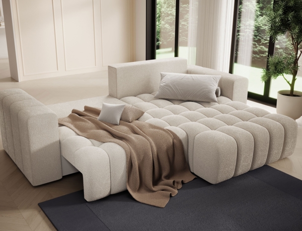 Eltap 'Bonett' Ecksofa mit Schlaffunktion, 92 x 175 x 250 cm, Hellbeige, Rechts Bild 5