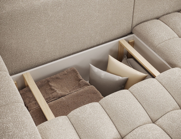 Eltap 'Bonett' Ecksofa mit Schlaffunktion, 92 x 175 x 250 cm, Hellbeige, Rechts Bild 7