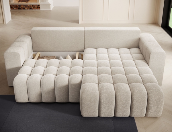 Eltap 'Bonett' Ecksofa mit Schlaffunktion, 92 x 175 x 250 cm, Hellbeige, Rechts Bild 8