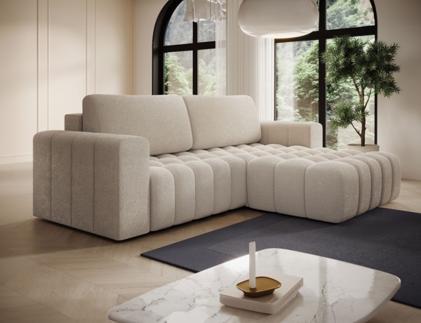 Eltap 'Bonett' Ecksofa mit Schlaffunktion, 92 x 175 x 250 cm, Hellbeige, Rechts Bild 4