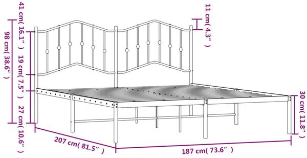 vidaXL Bettgestell mit Kopfteil Metall Schwarz 180x200 cm 373793 Bild 9