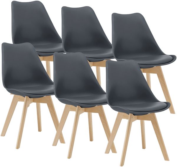 Esszimmerstuhl Fläten 6er Set Kunstleder Grau [en. casa]