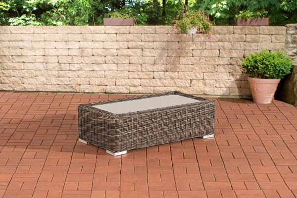 CLP Polyrattan Lounge Tisch Madeira 110 x 60,grau-meliert