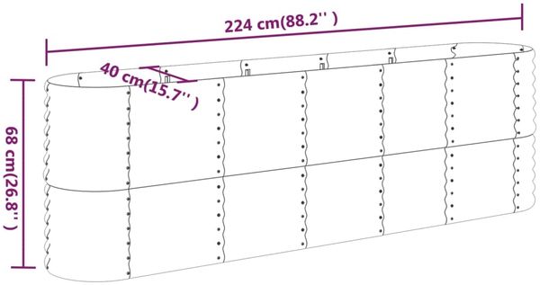 vidaXL Hochbeet Verzinkter Stahl 224x40x68 cm Anthrazit 318901 Bild 6