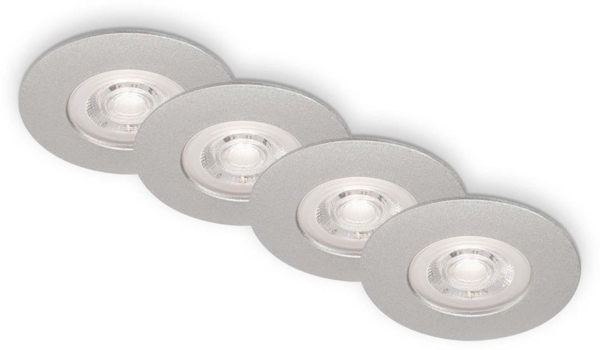 BRILONER Leuchten - 4er Set Einbauleuchten Decke, Dimmbar, LED Einbaulampen ultraflach, Einbaustrahler Bad, Badeinbaustrahler IP44, Chrom-Matt, 90x25 mm (DxH)