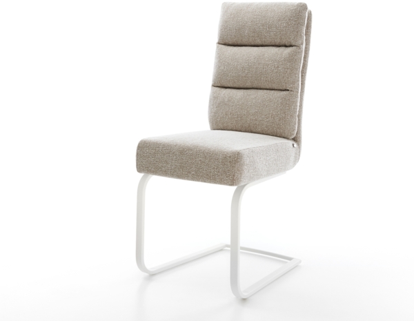 Freischwinger Pela-Flex Webstoff Soft Beige Freischwinger flach Weiß Taschenfederkern