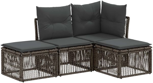 vidaXL Gartensofa-set 4 pcs Grau Poly-Rattan 3434180