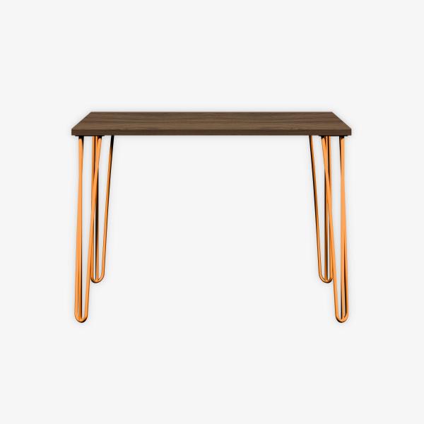 MultiDesk, 4 Stahlfüße, Dekor Nussbaum, Farbe Orange, Maße: H 740 x B 1000 x T 600 mm