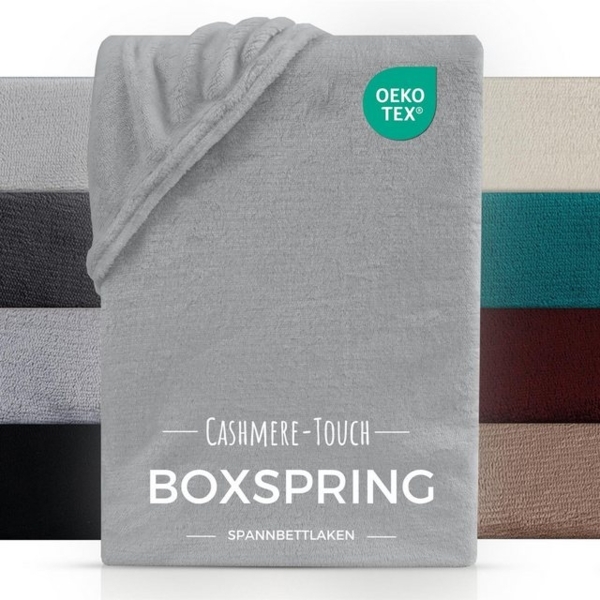 Carpe Sonno Spannbettlaken Boxspring Cashmere Touch Winter warm 180x200 200x200 180x220 200x220, Fleece, Gummizug: rundum, (1 Stück), Wasserbett Spannbettlaken Kuscheliges Spannbetttuch Silber Bild 4